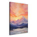 Tableaux Peinture représentant une chaîne de montagnes avec un lac et des arbres