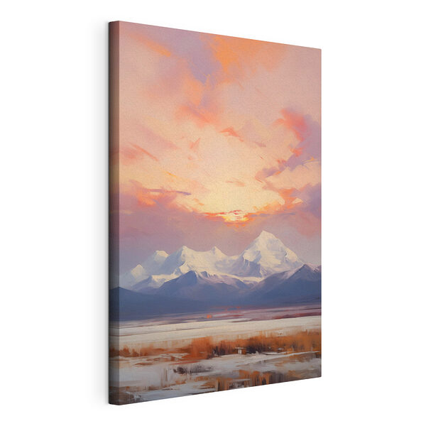 Tableaux Chaîne de montagnes avec un ciel rose