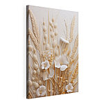 Tableaux Bouquet de fleurs blanches et de blé brun