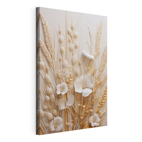 Bouquet de fleurs blanches et de blé brun Tableaux Bouquet de fleurs blanches et de blé brun