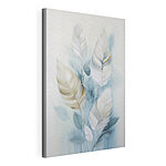 Tableaux Peinture représentant des plumes blanches et bleues