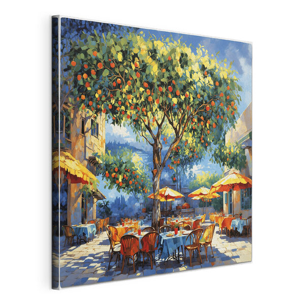 Tableau représentant un oranger avec des tables et des chaises à l'ombre de l'oranger Tableaux Tableau représentant un oranger avec des tables et des chaises à l'ombre de l'oranger