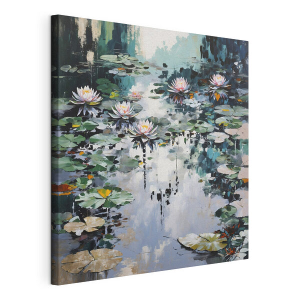 Peinture représentant des nénuphars et des fleurs Tableaux Peinture représentant des nénuphars et des fleurs