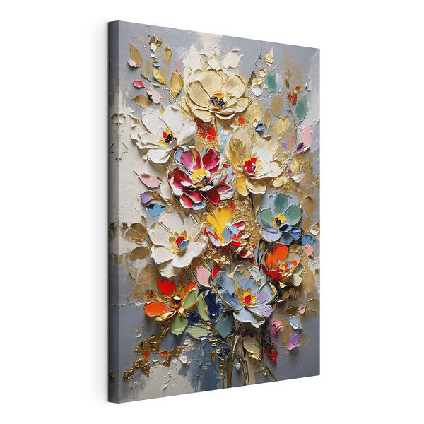 Peinture représentant des fleurs sur un fond gris Tableaux Peinture représentant des fleurs sur un fond gris