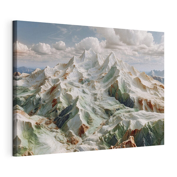 Une montagne enneigée avec des nuages dans le ciel Tableaux Une montagne enneigée avec des nuages dans le ciel