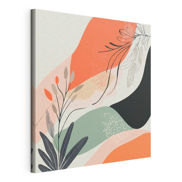Une œuvre d'art colorée composée de feuilles et de formes Tableaux Une œuvre d'art colorée composée de feuilles et de formes