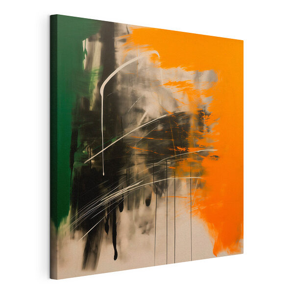 Peinture aux couleurs vert, orange et noir Tableaux Peinture aux couleurs vert, orange et noir