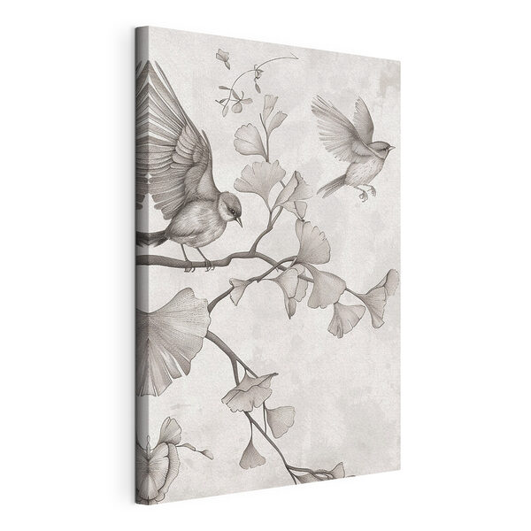 Des oiseaux sur une branche feuillue Tableaux Des oiseaux sur une branche feuillue