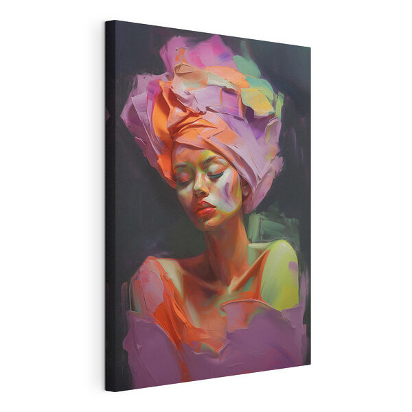 Femme portant un tissu coloré sur la tête Tableaux Femme portant un tissu coloré sur la tête