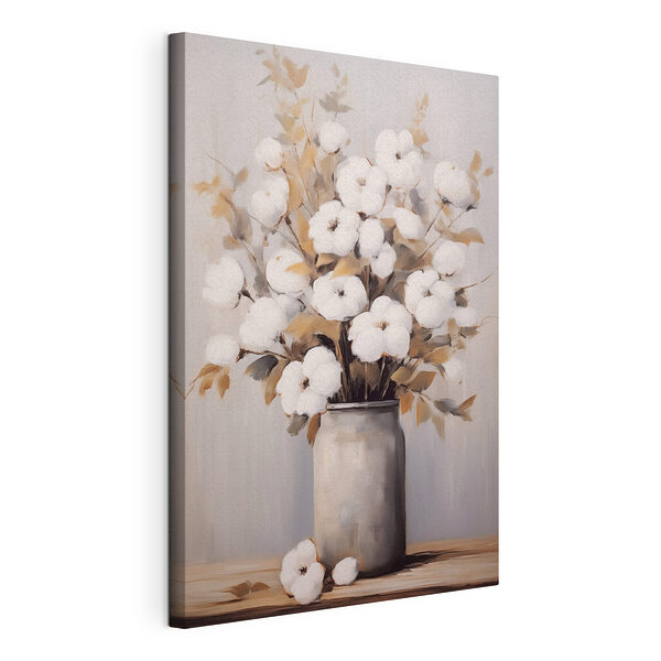 Peinture représentant des fleurs de coton dans un vase Tableaux Peinture représentant des fleurs de coton dans un vase