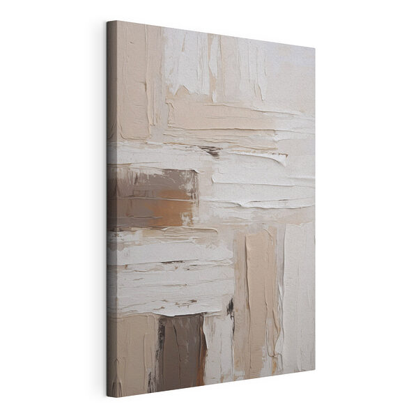 Tableaux De la peinture blanche et marron sur un mur