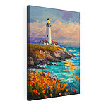 Tableaux Peinture représentant un phare situé sur une falaise au bord de l'océan