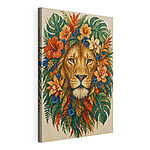 Tableaux Tableau représentant un lion entouré de fleurs