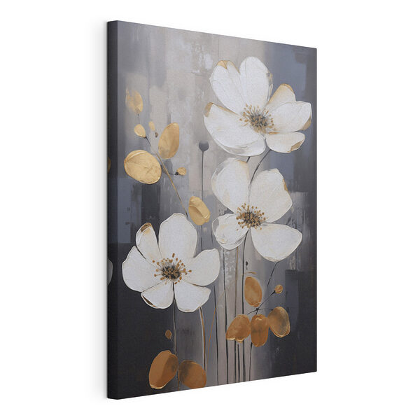De élégantes fleurs blanches sur un fond sombre Tableaux De élégantes fleurs blanches sur un fond sombre