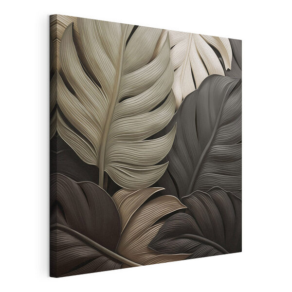 Ensemble de feuilles noires et blanches Tableaux Ensemble de feuilles noires et blanches