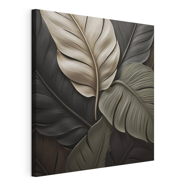 Ensemble de feuilles noires et blanches Tableaux Ensemble de feuilles noires et blanches