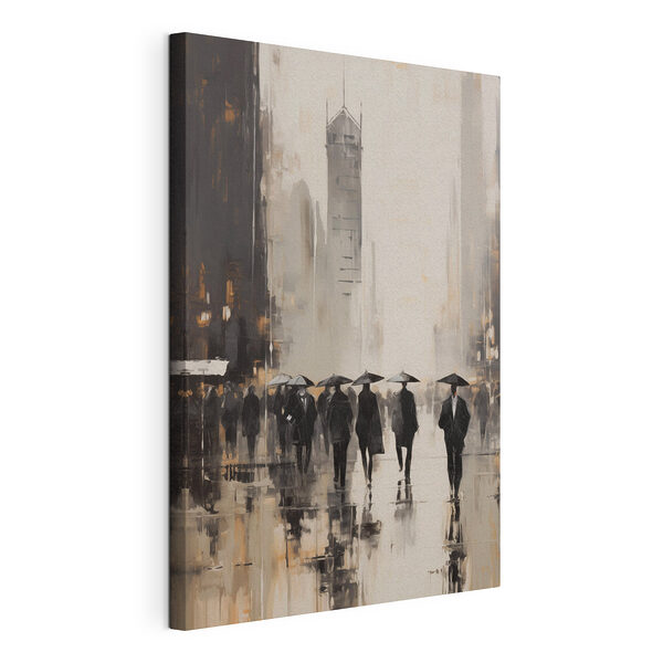 Un groupe de personnes marchant avec des parapluies Tableaux Un groupe de personnes marchant avec des parapluies
