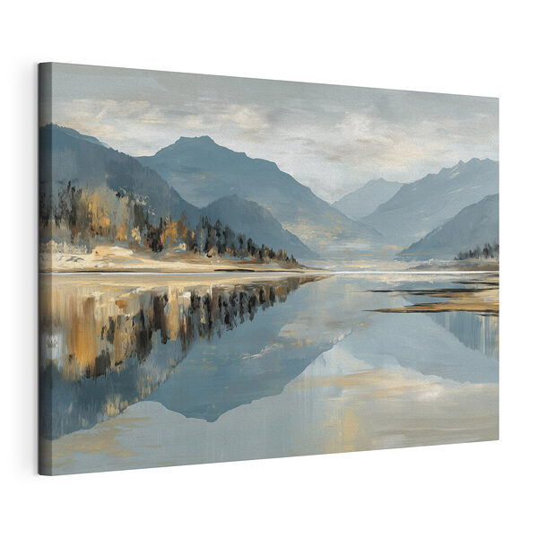 Un lac avec des montagnes en arrière-plan Tableaux Un lac avec des montagnes en arrière-plan