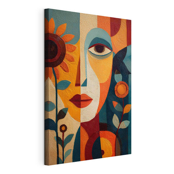 Tableau représentant le visage d'une femme et des fleurs Tableaux Tableau représentant le visage d'une femme et des fleurs