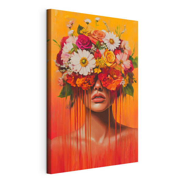 Tableau représentant une femme avec des fleurs sur la tête Tableaux Tableau représentant une femme avec des fleurs sur la tête