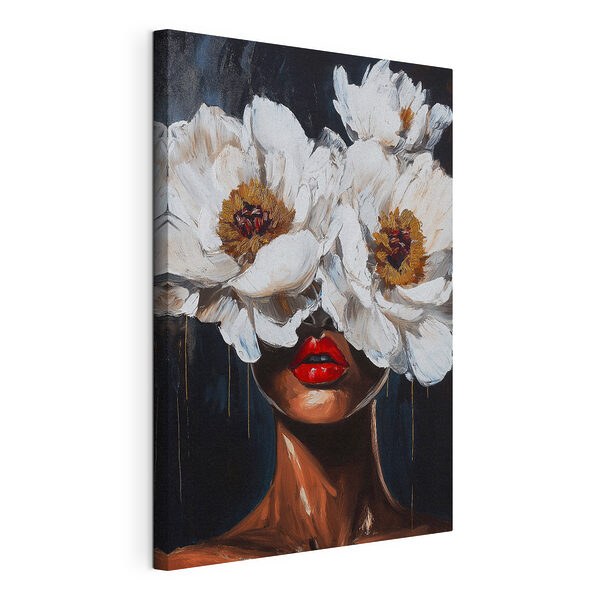 Tableau représentant une femme dont le visage est recouvert de fleurs Tableaux Tableau représentant une femme dont le visage est recouvert de fleurs
