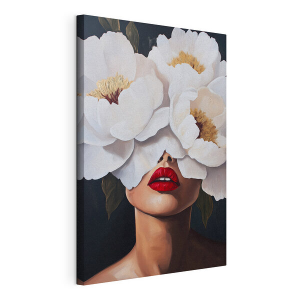 Tableau représentant une femme dont le visage est recouvert de fleurs Tableaux Tableau représentant une femme dont le visage est recouvert de fleurs