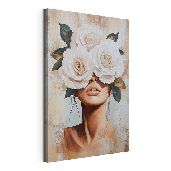 Tableaux Tableau représentant une femme avec des fleurs sur le visage
