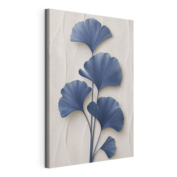 Tableaux Feuillage bleu aux motifs complexes sur fond blanc