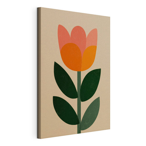 Tableaux Fleur avec des feuilles sur une tige