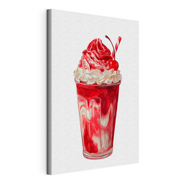 Milkshake rouge et blanc avec une paille Tableaux Milkshake rouge et blanc avec une paille