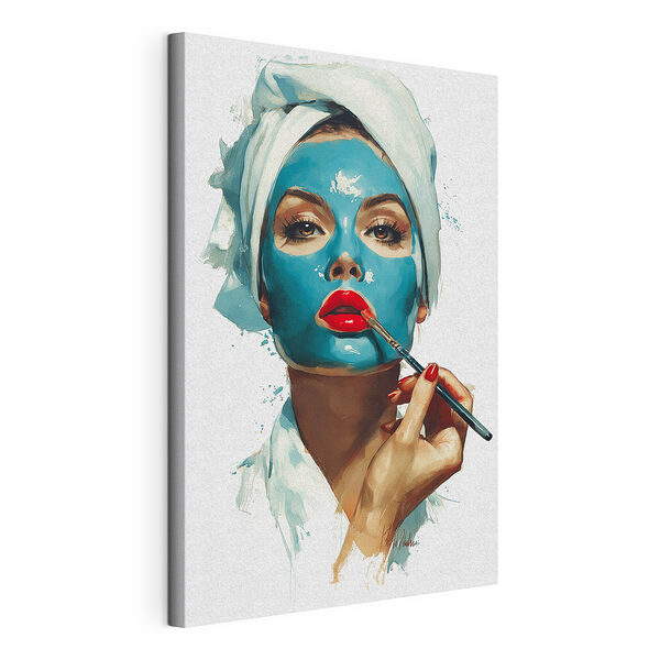 Femme portant un masque bleu sur le visage Tableaux Femme portant un masque bleu sur le visage