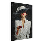 Tableaux Femme portant un chapeau et tenant un verre de vin