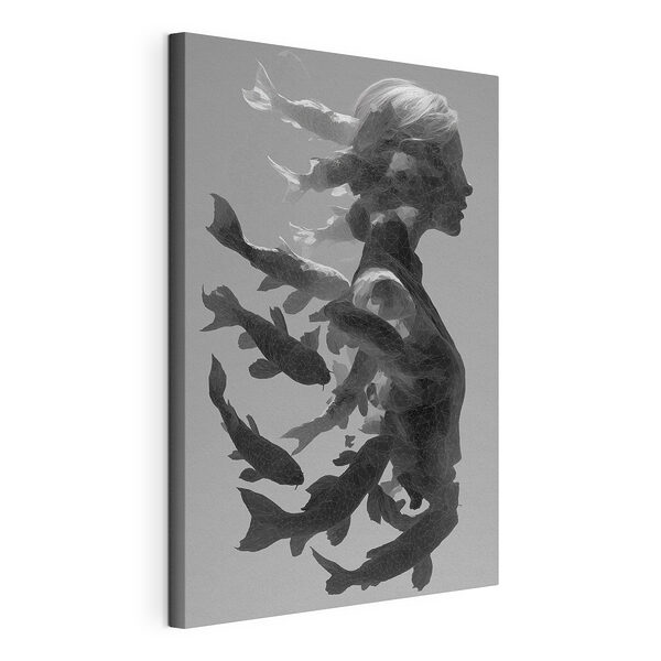 Une femme avec un poisson dans les cheveux Tableaux Une femme avec un poisson dans les cheveux