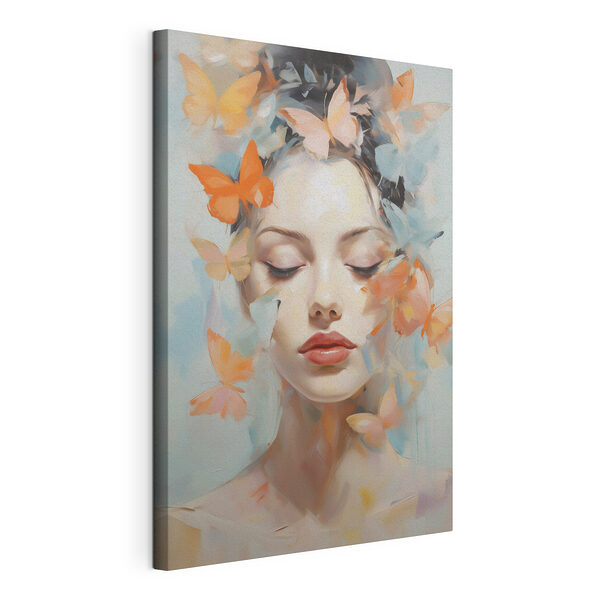 Femme avec des papillons autour du visage Tableaux Femme avec des papillons autour du visage
