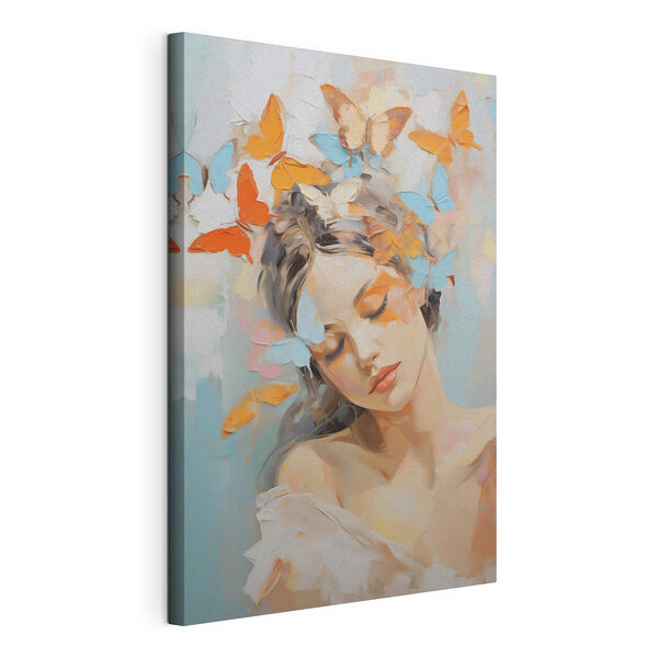 Tableau représentant une femme avec des papillons dans les cheveux Tableaux Tableau représentant une femme avec des papillons dans les cheveux