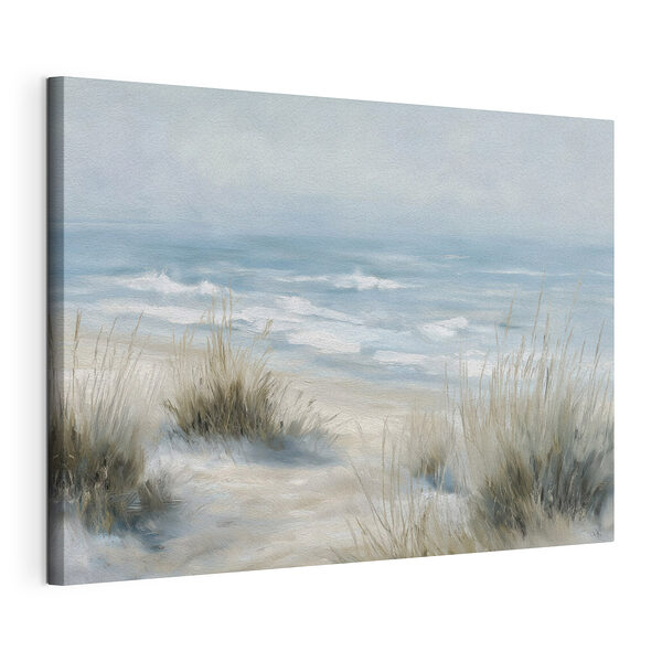 Plage avec de l'herbe et des vagues Tableaux Plage avec de l'herbe et des vagues
