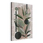 Tableaux Peinture représentant une plante avec des feuilles et des formes géométriques