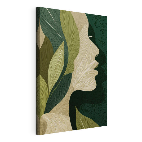 Visage de femme orné de feuilles Tableaux Visage de femme orné de feuilles