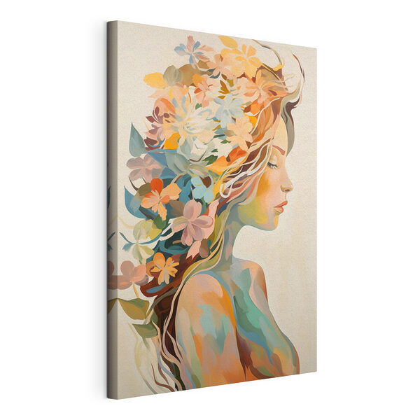 Tableaux Tableau représentant une femme avec des fleurs dans les cheveux
