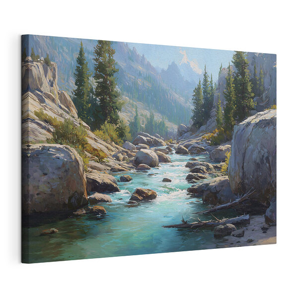 Rivière traversant une montagne rocheuse Tableaux Rivière traversant une montagne rocheuse