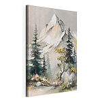 Tableaux Tableau représentant une montagne avec des arbres et des fleurs
