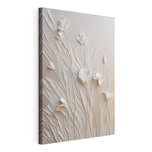Tableaux Des fleurs et des feuilles blanches sur un fond blanc