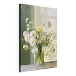 Tableaux Bouquet de fleurs blanches et jaunes dans un vase en verre