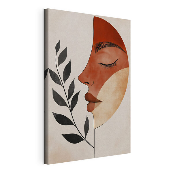 Tableaux Dessin d'un visage et d'une feuille