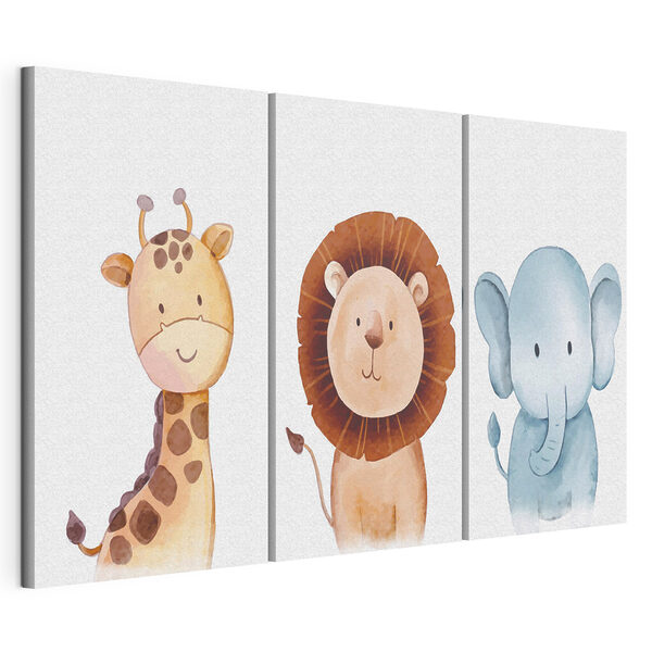 Lion avec un ballon bleu Impression sur toile modulaire Lion avec un ballon bleu