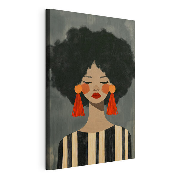 Tableaux Femme portant de grandes boucles d'oreilles