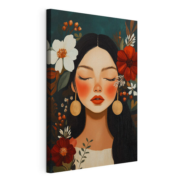 Tableaux Une beauté délicate au milieu des fleurs épanouies
