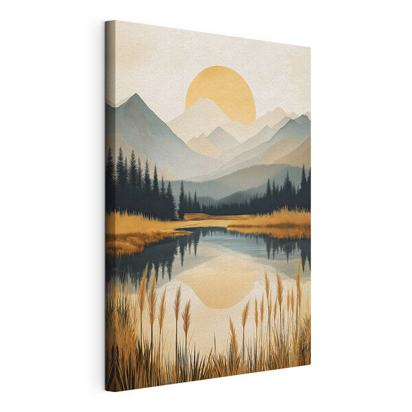 Paysage représentant un lac, des montagnes et des arbres Tableaux Paysage représentant un lac, des montagnes et des arbres