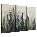 Impression sur toile modulaire Groupe d'arbres dans le brouillard