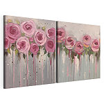 Impression sur toile modulaire Peinture représentant des fleurs roses